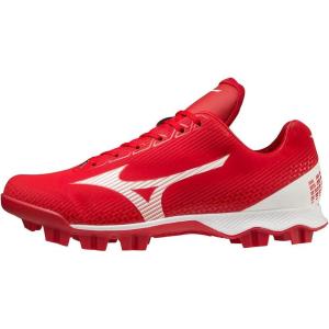 imageMizuno Mens Wave Lightrevo Baseball ShoeRedwhite