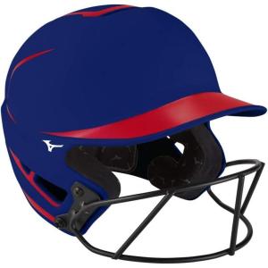 imageMizuno Adult F6 Fastpitch Softball Batting Helmet with MaskRedNavy