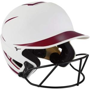 imageMizuno Adult F6 Fastpitch Softball Batting Helmet with MaskWhiteCardinal