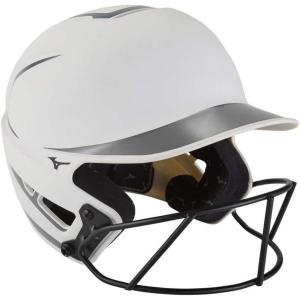 imageMizuno Adult F6 Fastpitch Softball Batting Helmet with MaskWhiteGrey