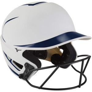 imageMizuno Adult F6 Fastpitch Softball Batting Helmet with MaskWhiteNavy