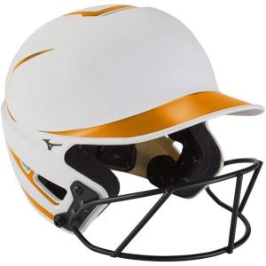 imageMizuno Adult F6 Fastpitch Softball Batting Helmet with MaskWhiteOrange