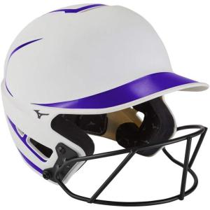 imageMizuno Adult F6 Fastpitch Softball Batting Helmet with MaskWhitePurple