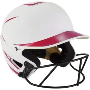 imageMizuno Adult F6 Fastpitch Softball Batting Helmet with MaskWhiteRed