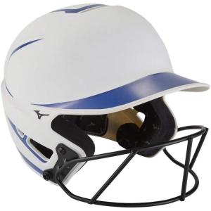 imageMizuno Adult F6 Fastpitch Softball Batting Helmet with MaskWhiteRoyal