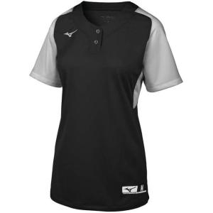 imageMizuno Aerolite 2Button Fastpitch Fastpitch Softball JerseyBlackgrey
