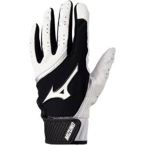 imageMizuno MVP Adult Baseball Batting Gloves  Pair  Adult Youth and TBall  Nonslip Palm  FlexMesh Back  QuikAdjust Wrist TabWhiteBlack