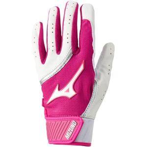 imageMizuno MVP Adult Baseball Batting Gloves  Pair  Adult Youth and TBall  Nonslip Palm  FlexMesh Back  QuikAdjust Wrist TabWhitePink