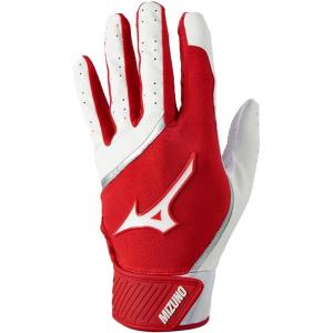 imageMizuno MVP Adult Baseball Batting Gloves  Pair  Adult Youth and TBall  Nonslip Palm  FlexMesh Back  QuikAdjust Wrist TabWhiteRed