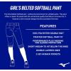 imageMizuno Girls Belted Low Rise Fastpitch Softball PantLight Blue