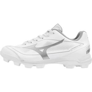 imageMizuno Girls Cushionrevo Finch Jr TPU Spike Softball CleatWhitesilver