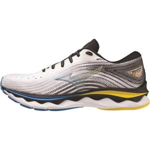 imageMizuno Mens Wave Sky 6 Running ShoeWhite Cyber Yellow Ibunting