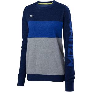 imageMizuno Retro Crew Volleyball SweatshirtNavyRoyalHeathered Grey