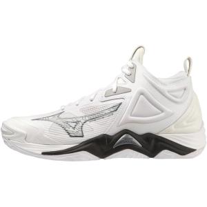 imageMizuno UnisexAdult Wave Momentum 3 Mid Unisex Volleyball ShoeWhiteBlack