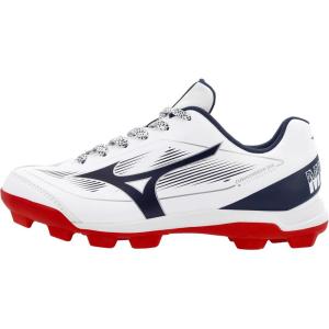 imageMizuno Boys Cushionrevo Diamond Jr TPU Spike Baseball CleatWhitenavy