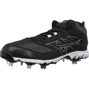 imageMizuno Mens 9Spike Dominant IC Mid Metal Baseball Cleat Athletic Shoe BlackWhiteBlackWhite