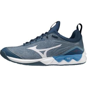imageMizuno Womens 2 Wave Luminous Volleyball ShoeDark Denim White Blue Jasper