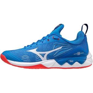 imageMizuno Womens 2 Wave Luminous Volleyball ShoeFrench Blue White Ignition Red