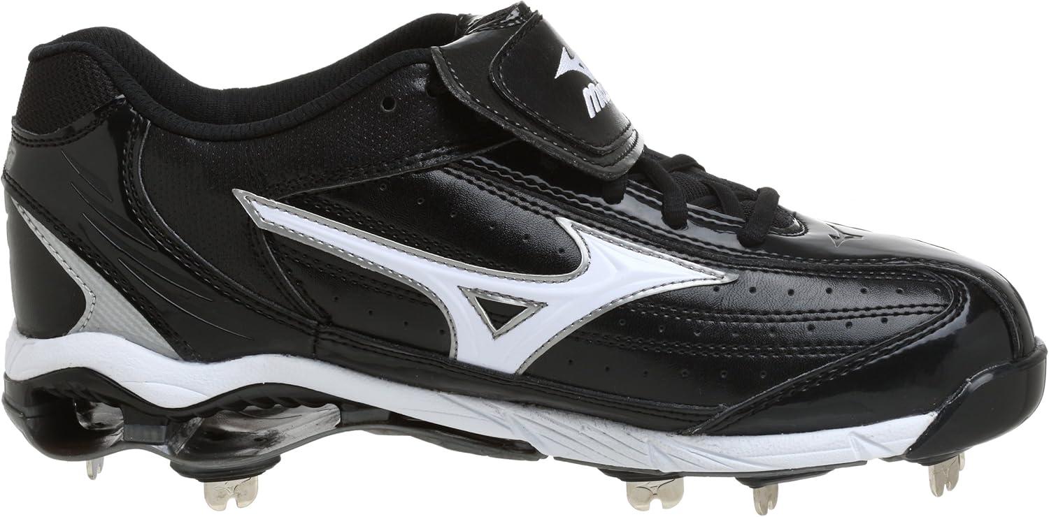 imageMizuno Mens 9 Spike Classic G5 Low Baseball CleatBlackWhite