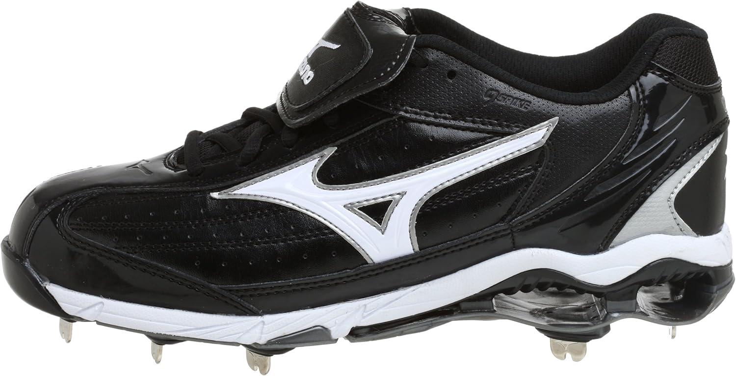 imageMizuno Mens 9 Spike Classic G5 Low Baseball CleatBlackWhite