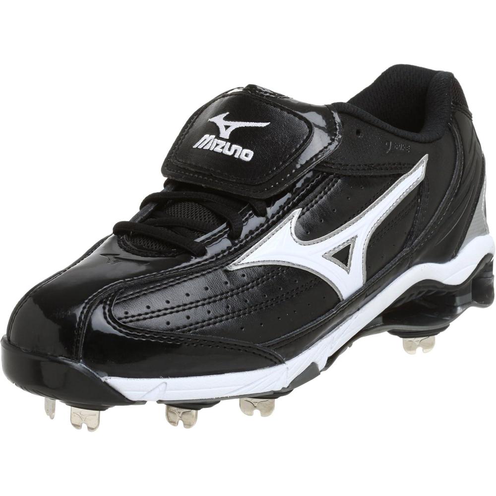 imageMizuno Mens 9 Spike Classic G5 Low Baseball CleatBlackWhite