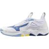 imageMizuno UnisexAdult Wave Momentum 3 Mid Unisex Volleyball ShoeWhitebellwether Blue