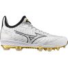 imageMizuno Mens Dominant Knit 2 Low Mens TPU Baseball CleatWhiteGold