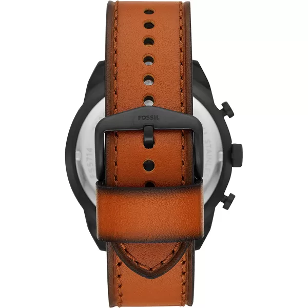 imageFossil Bronson Mens Watch with Stainless Steel Bracelet or Genuine Leather Band Chronograph or ThreeHand Analog DisplayBlack Brown