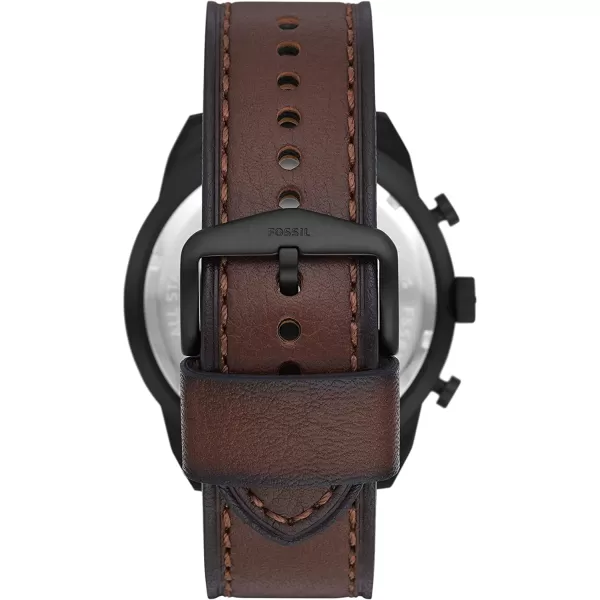 imageFossil Bronson Mens Watch with Stainless Steel Bracelet or Genuine Leather Band Chronograph or ThreeHand Analog DisplayBlackBrown Leather