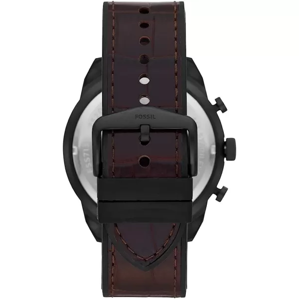 imageFossil Bronson Mens Watch with Stainless Steel Bracelet or Genuine Leather Band Chronograph or ThreeHand Analog DisplayBlackDark Brown