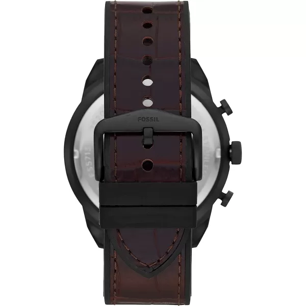 imageFossil Bronson Mens Watch with Stainless Steel Bracelet or Genuine Leather Band Chronograph or ThreeHand Analog DisplayBlackDark Brown