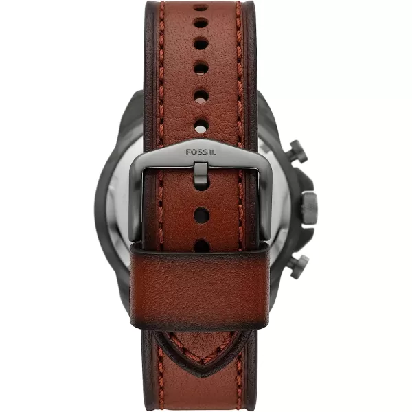 imageFossil Bronson Mens Watch with Stainless Steel Bracelet or Genuine Leather Band Chronograph or ThreeHand Analog DisplaySmoke Dark Brown