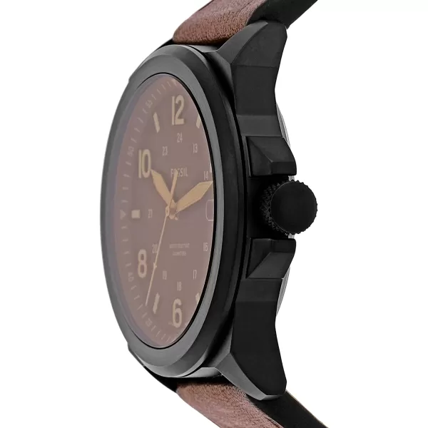 imageFossil Bronson Mens Watch with Stainless Steel Bracelet or Genuine Leather Band Chronograph or ThreeHand Analog DisplayThreeHand BlackBrown