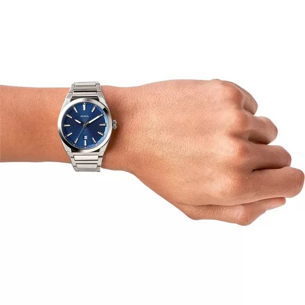 imageFossil Everett Mens Watch with Stainless Steel or Leather BandSilverBlue