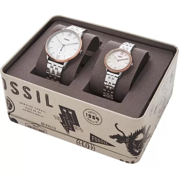 imageFossil His and Hers Watch Gift Set Mens and Womens Stainless Steel Watch SetSilver