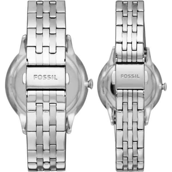 imageFossil His and Hers Watch Gift Set Mens and Womens Stainless Steel Watch SetSilver