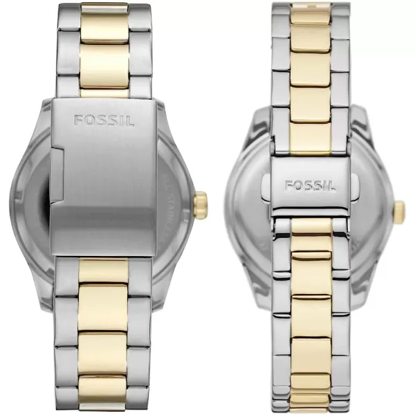 imageFossil His and Hers Watch Gift Set Mens and Womens Stainless Steel Watch SetSilverGold