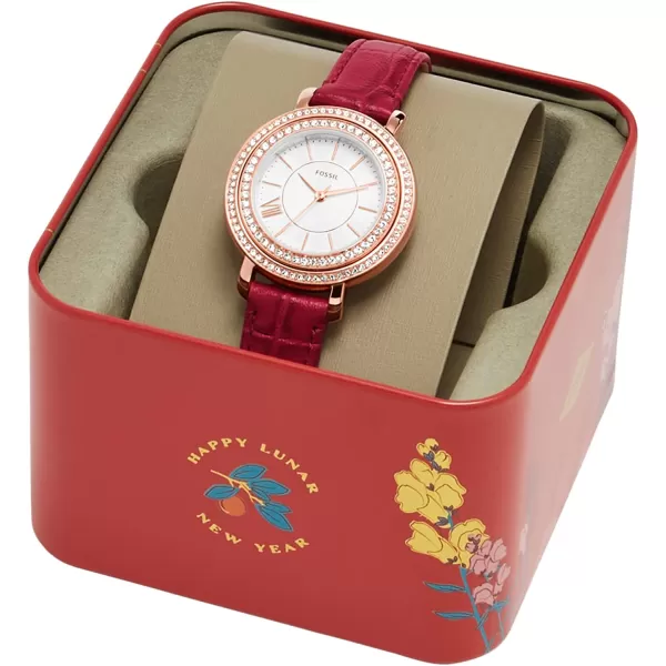 imageFossil Jacqueline Womens Watch with Stainless Steel or Leather Band Analog Watch DisplayRed Croco Leather