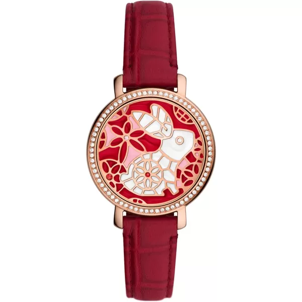 imageFossil Jacqueline Womens Watch with Stainless Steel or Leather Band Analog Watch DisplayRed Croco Leather