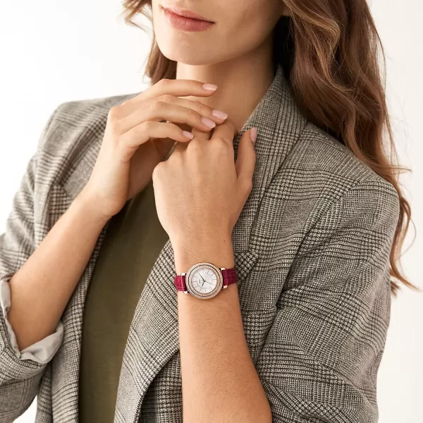 imageFossil Jacqueline Womens Watch with Stainless Steel or Leather Band Analog Watch DisplayRed Croco Leather