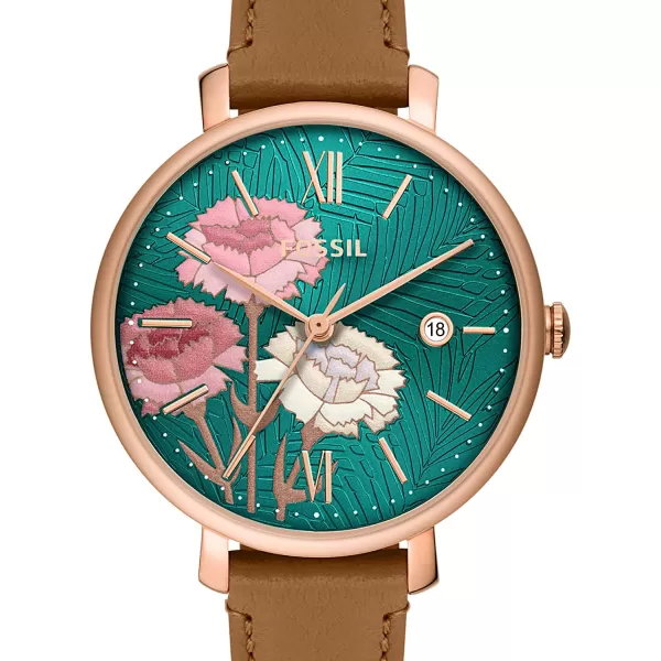 imageFossil Jacqueline Womens Watch with Stainless Steel or Leather Band Analog Watch DisplayRose GoldBrown Carnation