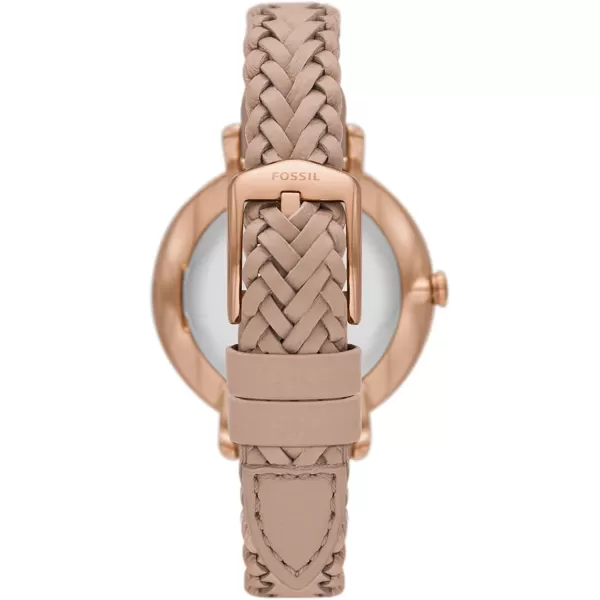 imageFossil Jacqueline Womens Watch with Stainless Steel or Leather Band Analog Watch DisplayRose GoldTaupe Braid