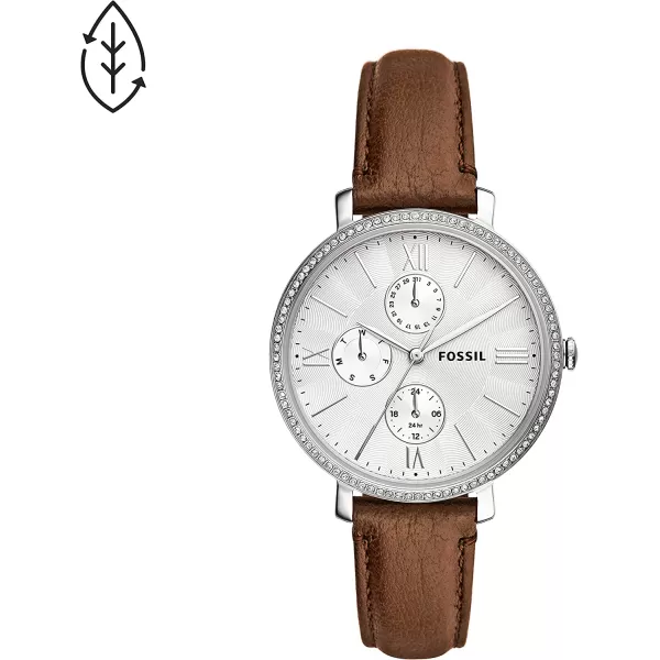 imageFossil Jacqueline Womens Watch with Stainless Steel or Leather Band Analog Watch DisplaySilver Brown