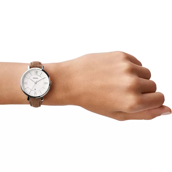 imageFossil Jacqueline Womens Watch with Stainless Steel or Leather Band Analog Watch DisplaySilver Tan Leather