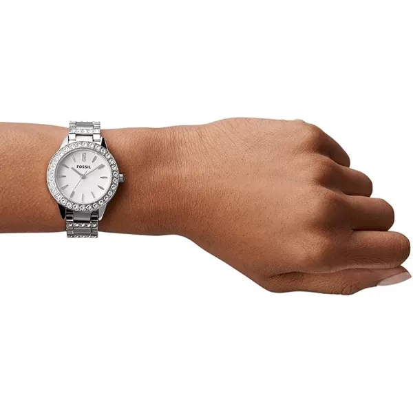 imageFossil Jesse Womens Watch with Crystal Accents and SelfAdjustable Stainless Steel Bracelet BandSilver