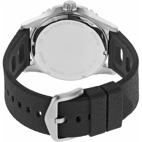 imageFossil Mens Blue Quartz Stainless Steel DiveInspired Casual WatchBlack Silicone