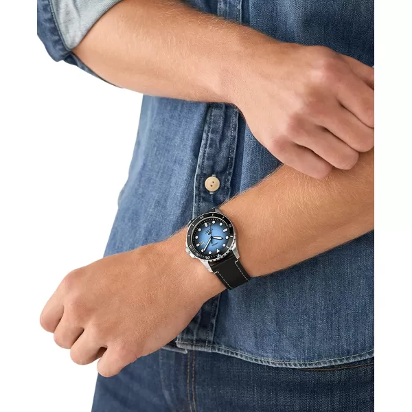 imageFossil Mens Blue Quartz Stainless Steel DiveInspired Casual WatchSilverBlackBlue