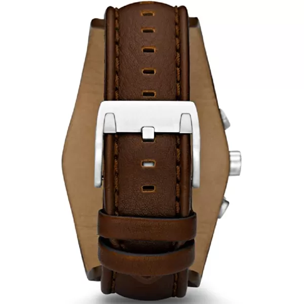 imageFossil Mens Coachman Stainless Steel and Leather Casual Cuff Quartz WatchBrown