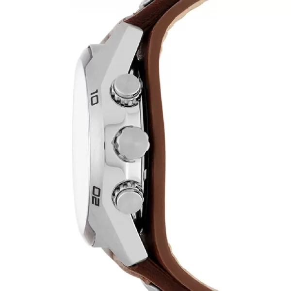 imageFossil Mens Coachman Stainless Steel and Leather Casual Cuff Quartz Watchbrownsilver