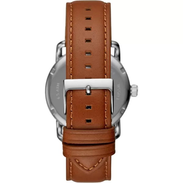 imageFossil Mens Copeland Stainless Steel and Leather Casual Quartz WatchBrown Leather  Blue Silicone